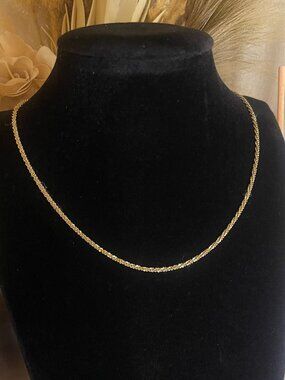 Italian Sterling Silver 925 Diamond Cut Link Chain Necklace Gold Over 16"